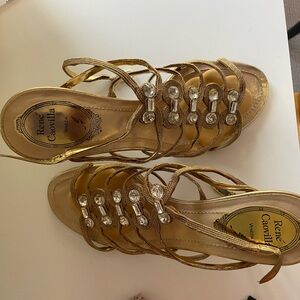 Stunning gold and silver gem heels